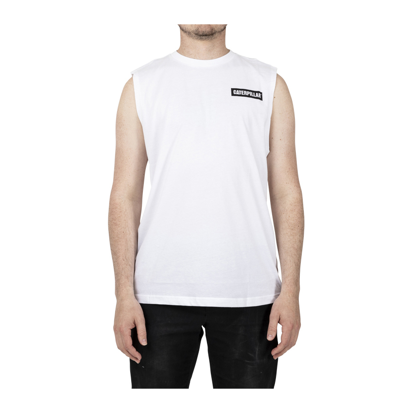 Caterpillar Icon Muscle Philippines - Mens Tank - White 38476SZBV